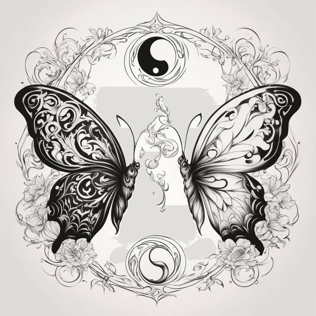 Yin yang fire butterfly and water butterfly 