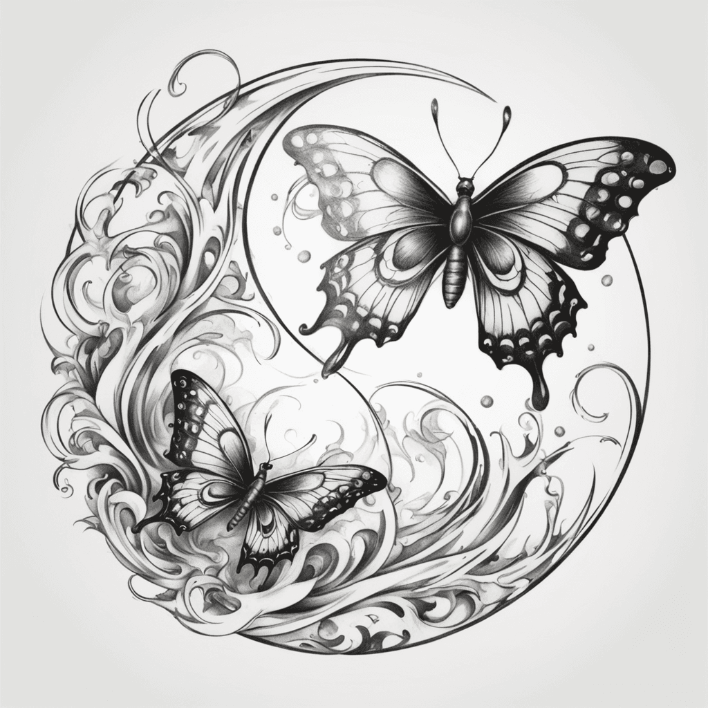 Yin yang fire butterfly and water butterfly 