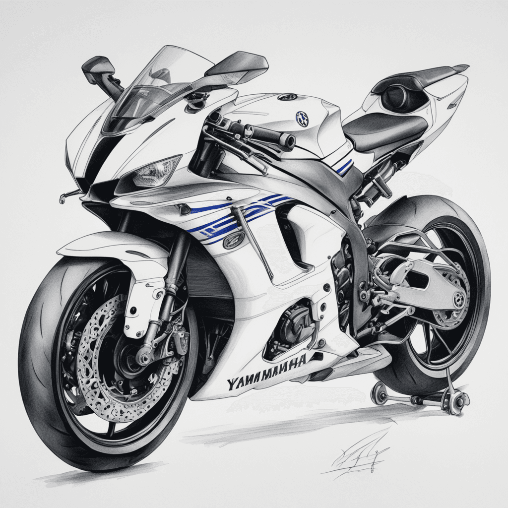 A white imitation race bike, Yamaha R7