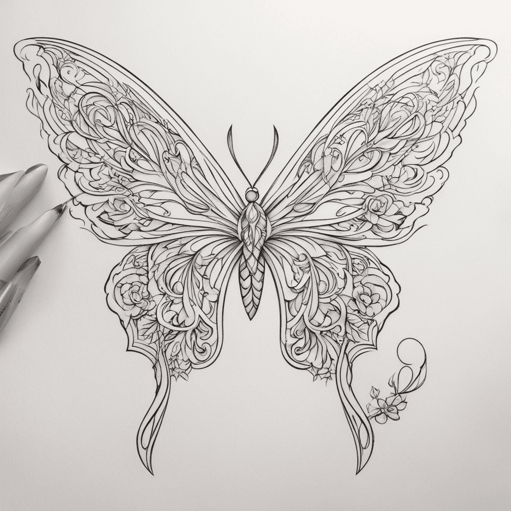 A beautiful and simple design for a matching tattoo with your best friend could be a butterfly with one wing resembling angel wings and the other wing resembling devil wings. Here's a concept you might like:  Imagine a delicate butterfly with its wings spread out: - One wing could have soft, feathery textures and gentle curves, symbolizing angel wings. It could be adorned with subtle, light colors like pastel blues or whites. - The other wing could have a sharper, edgier design with angular shapes and darker shades, representing devil wings. Think of deep purples or blacks with intricate patterns.  The body of the butterfly could be simple and elegant, perhaps with a small heart or infinity symbol integrated into its center, symbolizing eternal friendship or love.  This design would be small enough to fit on a wrist, ankle, or shoulder blade, keeping it subtle yet meaningful. Always consult with a skilled tattoo artist to refine and adapt the design to your preferences and their expertise.