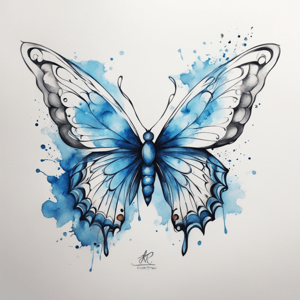 Create a angel simple, pretty butterfly with blues, and