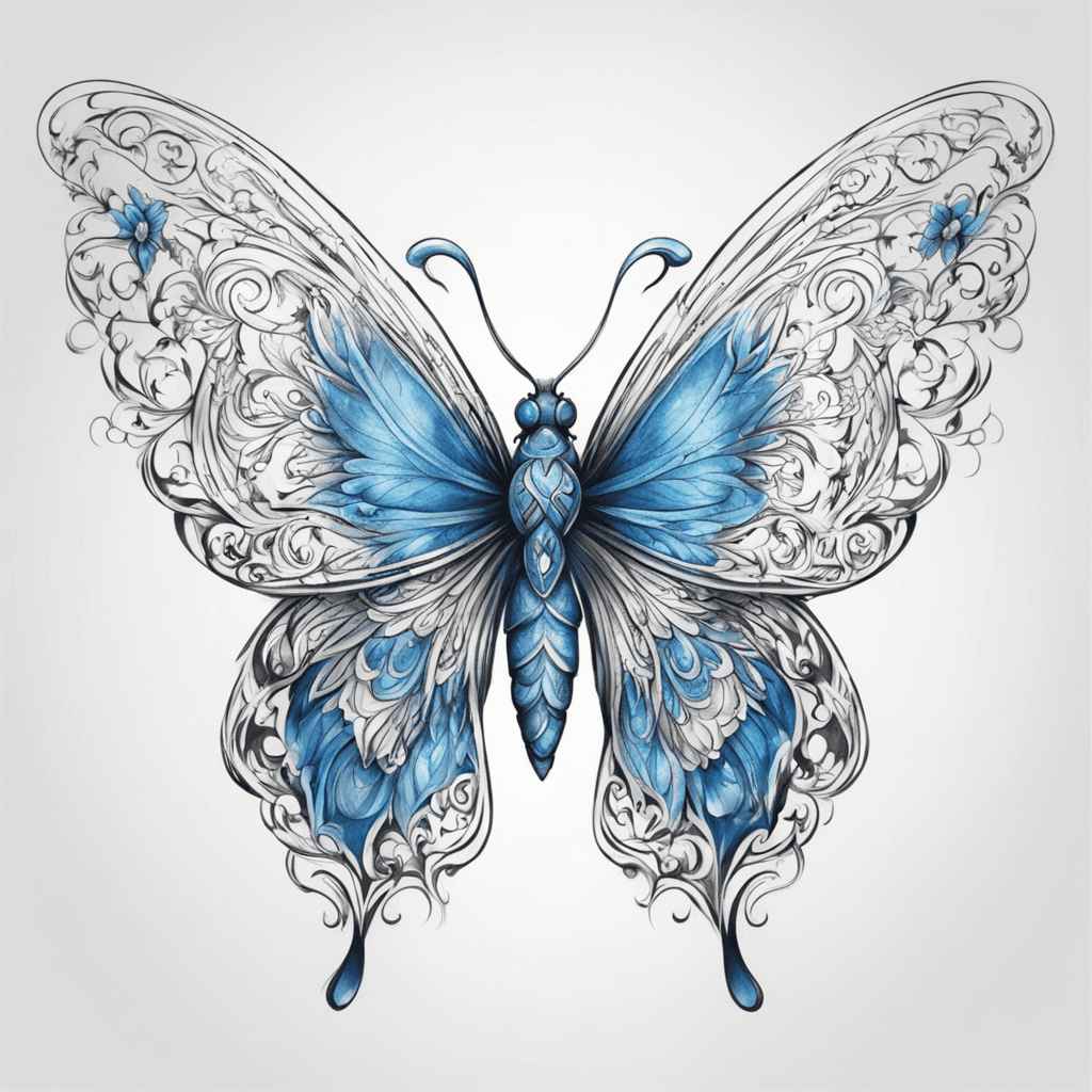 Create a angel simple, pretty butterfly with blues, and