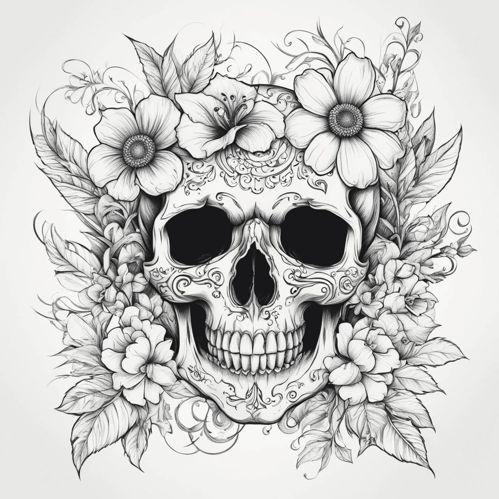 flowers growing from skull eye hole