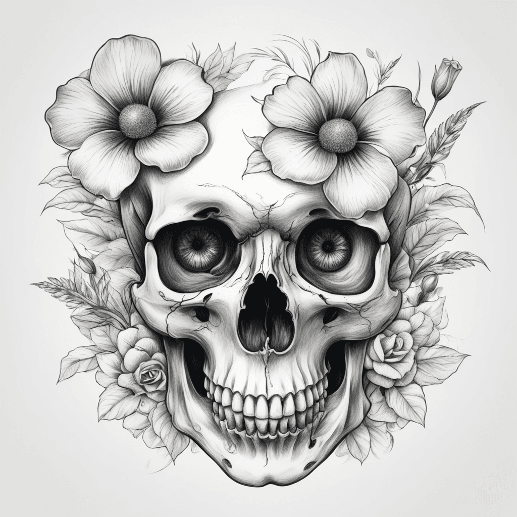 flowers growing from skull eye hole