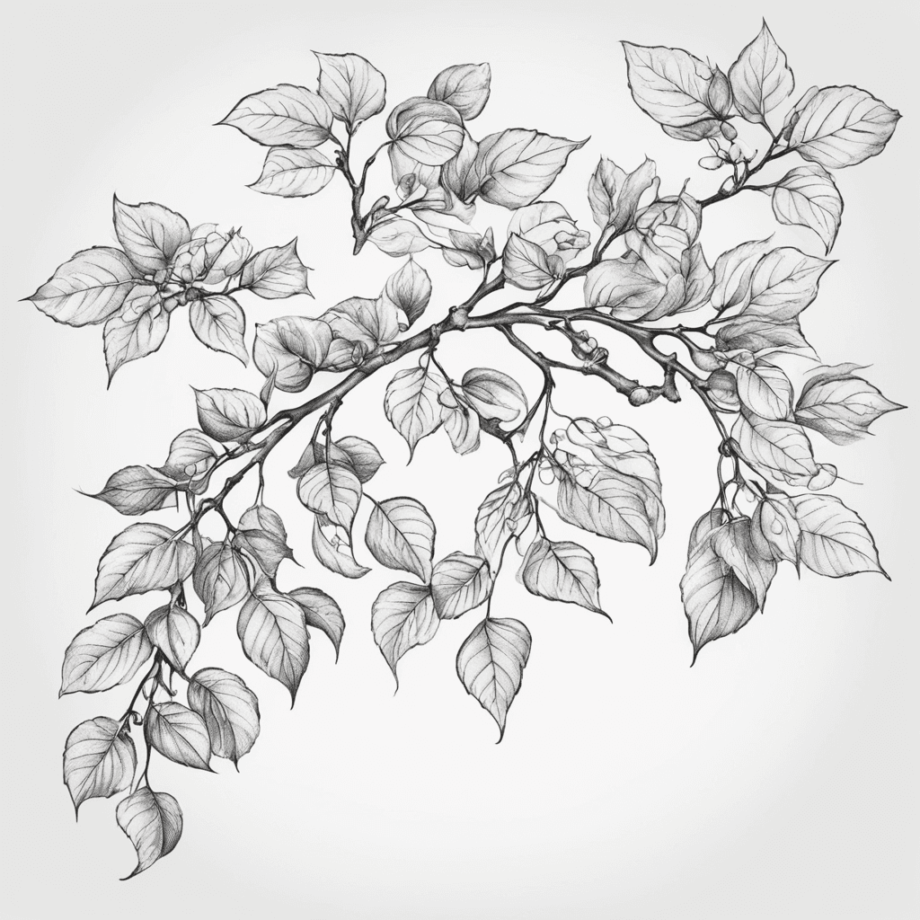 A bent branch with few leaves and linden fruit