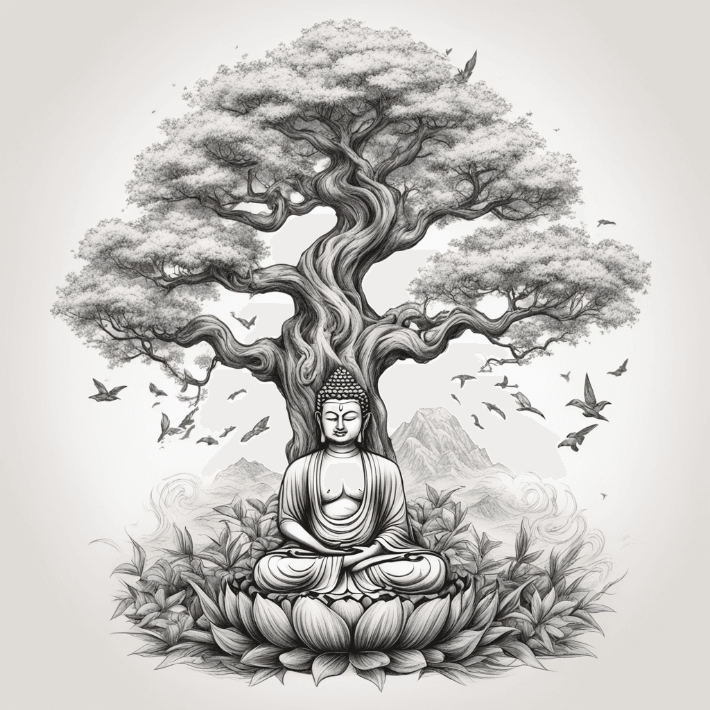 Buddha tree vealves tattoo