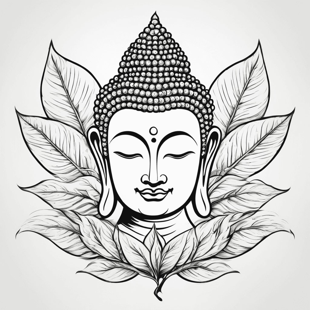 Tattoo of Buddha's face on Peepal leaf