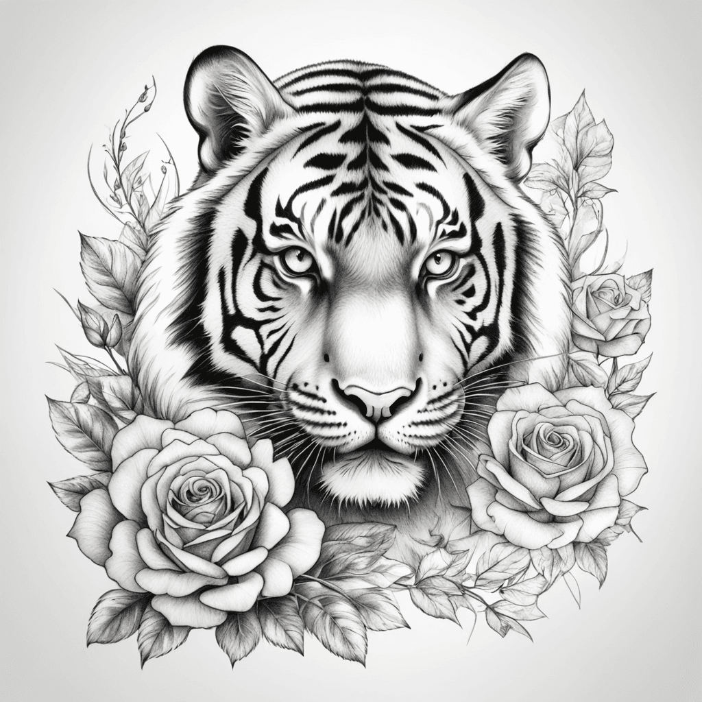 Tiger and rose