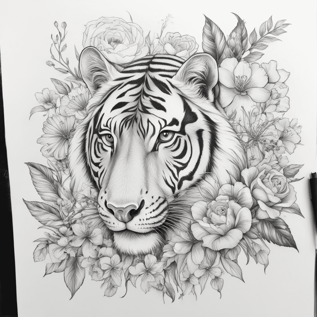 horse, scorpion, monkey, tiger on flowers 