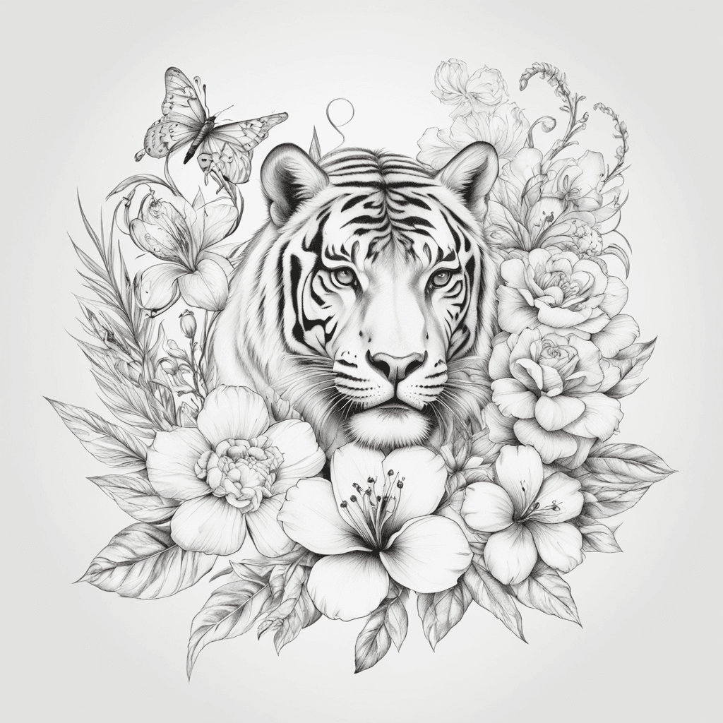 horse, scorpion, monkey, tiger and flower 