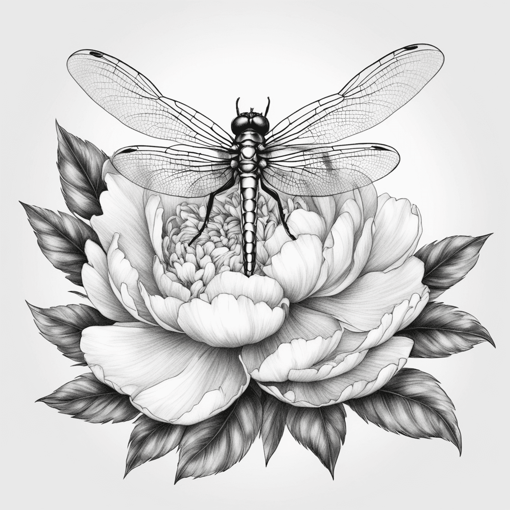 Peony and dragonfly 