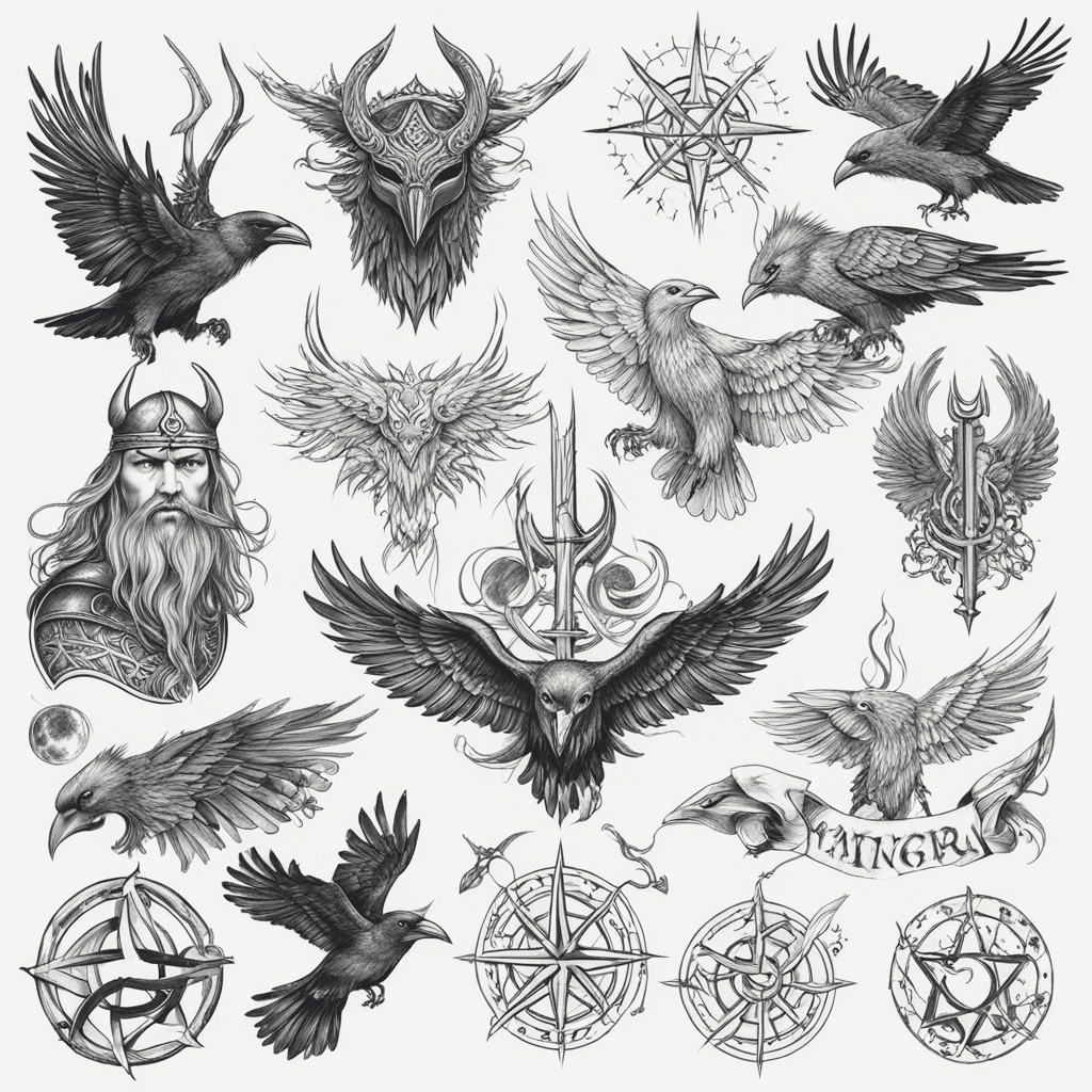 Viking, crow, supernatural, sketch