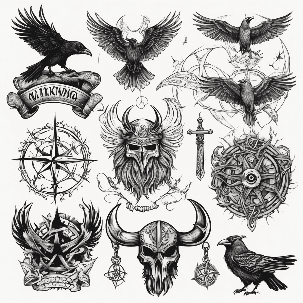 Viking, crow, supernatural, sketch