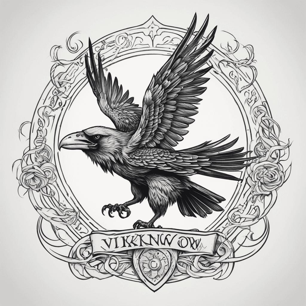 Viking crow, supernatural, sketch