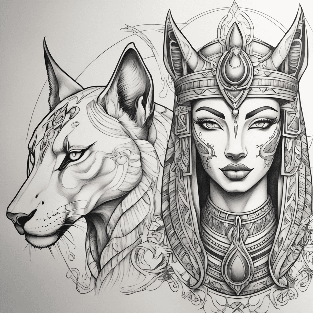 sekhmet - goddess of war and anubis - God of night and death. love story 