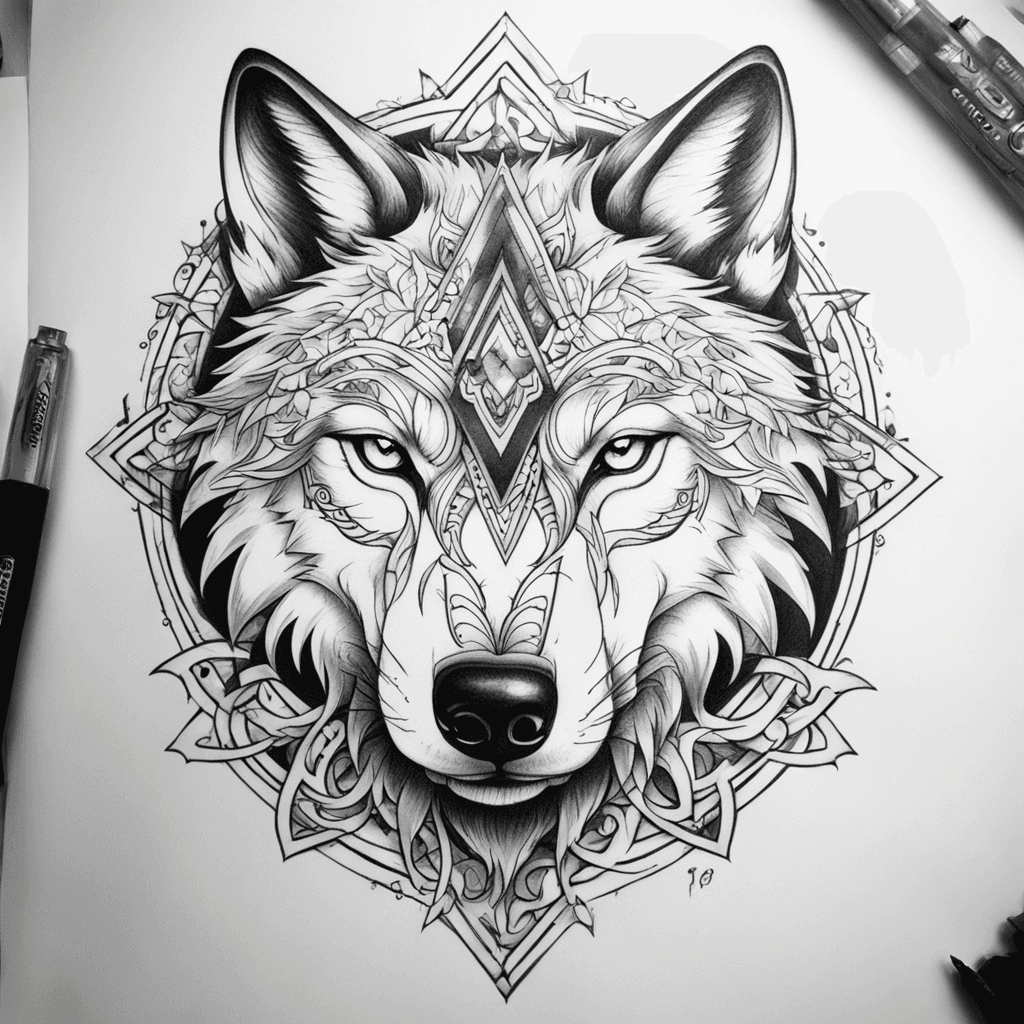 alpha wolf tattoo forearm half sleeve