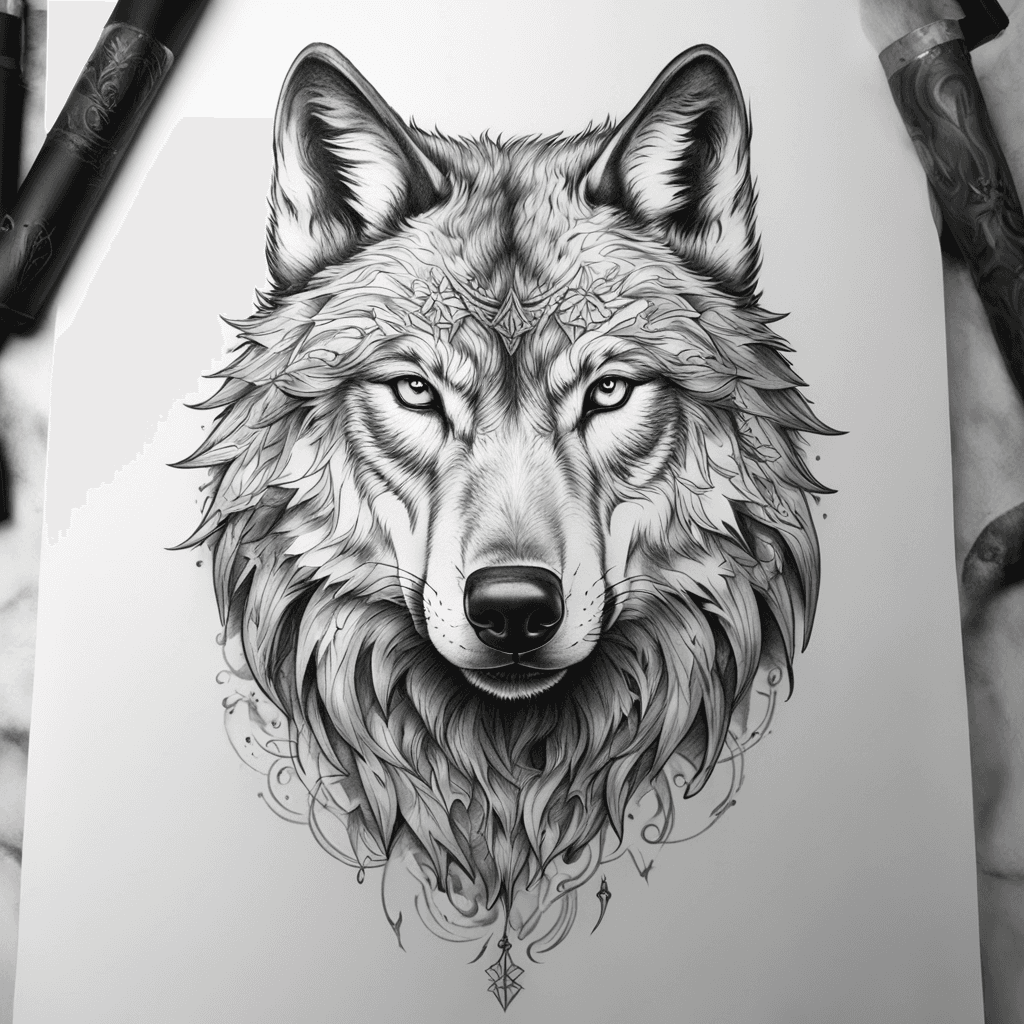 alpha wolf tattoo forearm half sleeve