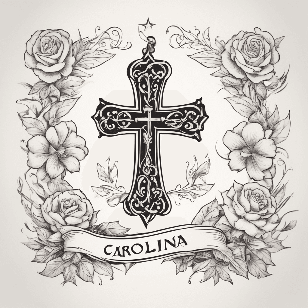  handwritten name "Carolina" and small cross