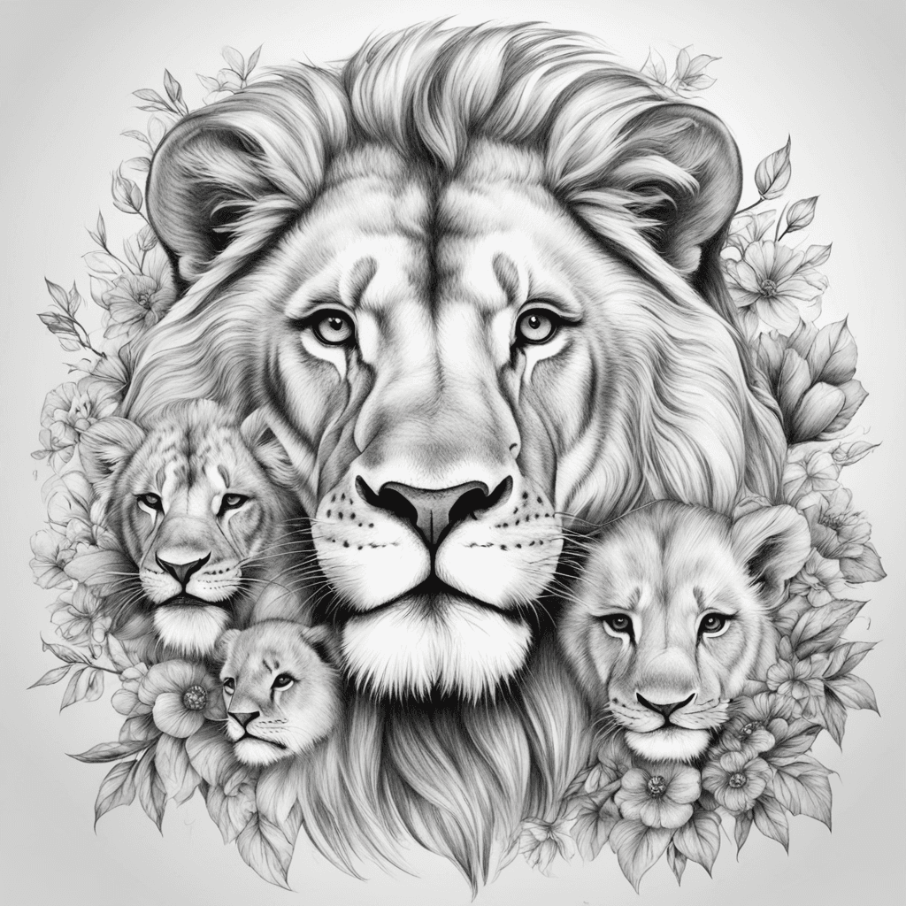 Lion with his wife, son and daughter