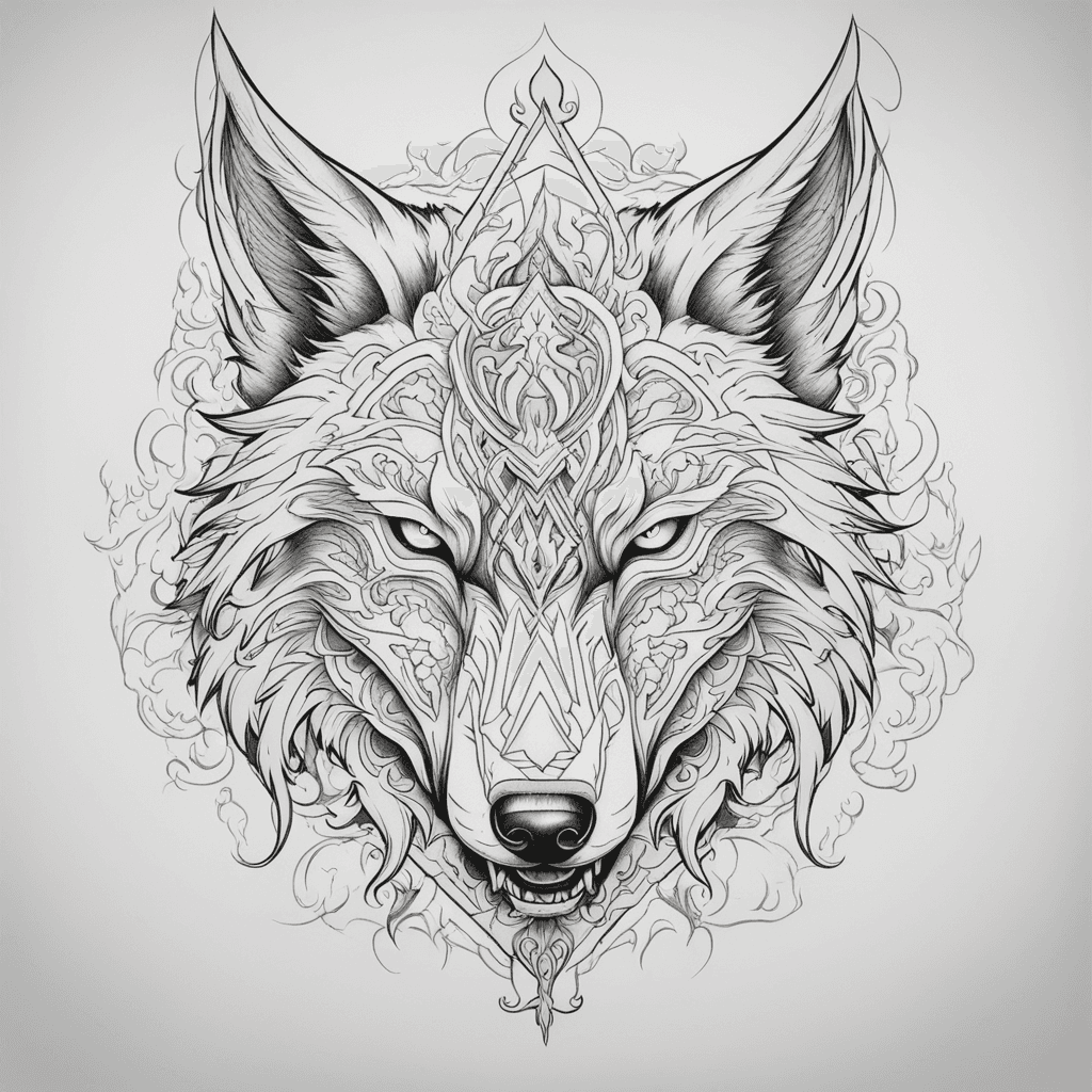 blackworks style evil and scarry wolf 