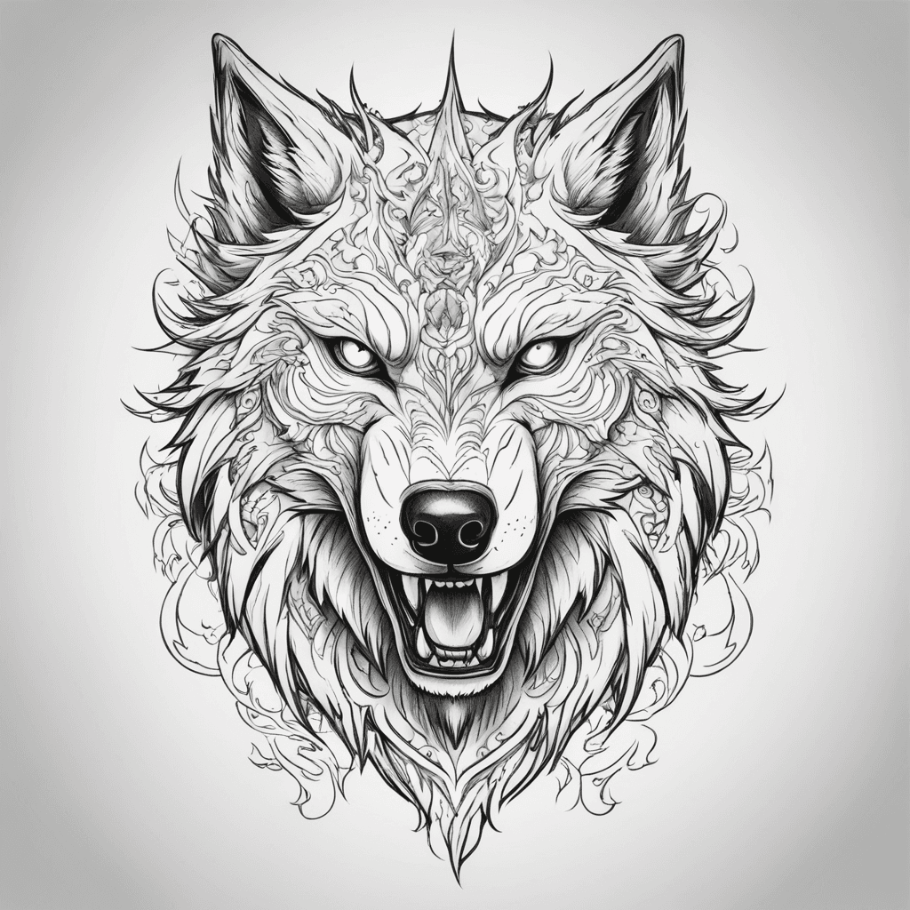 monochrome style evil and scarry wolf 