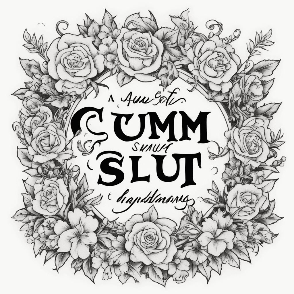 “A quote tattoo saying cum slut”