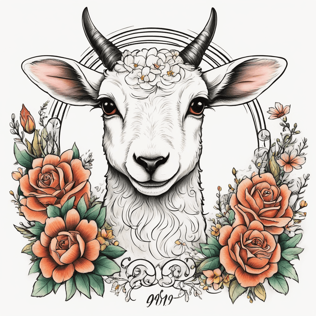 lamb with flowers around in color and halo with words "he left the 99 to find me"