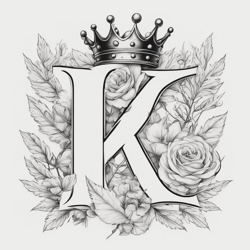 minimalistic letter K with crown