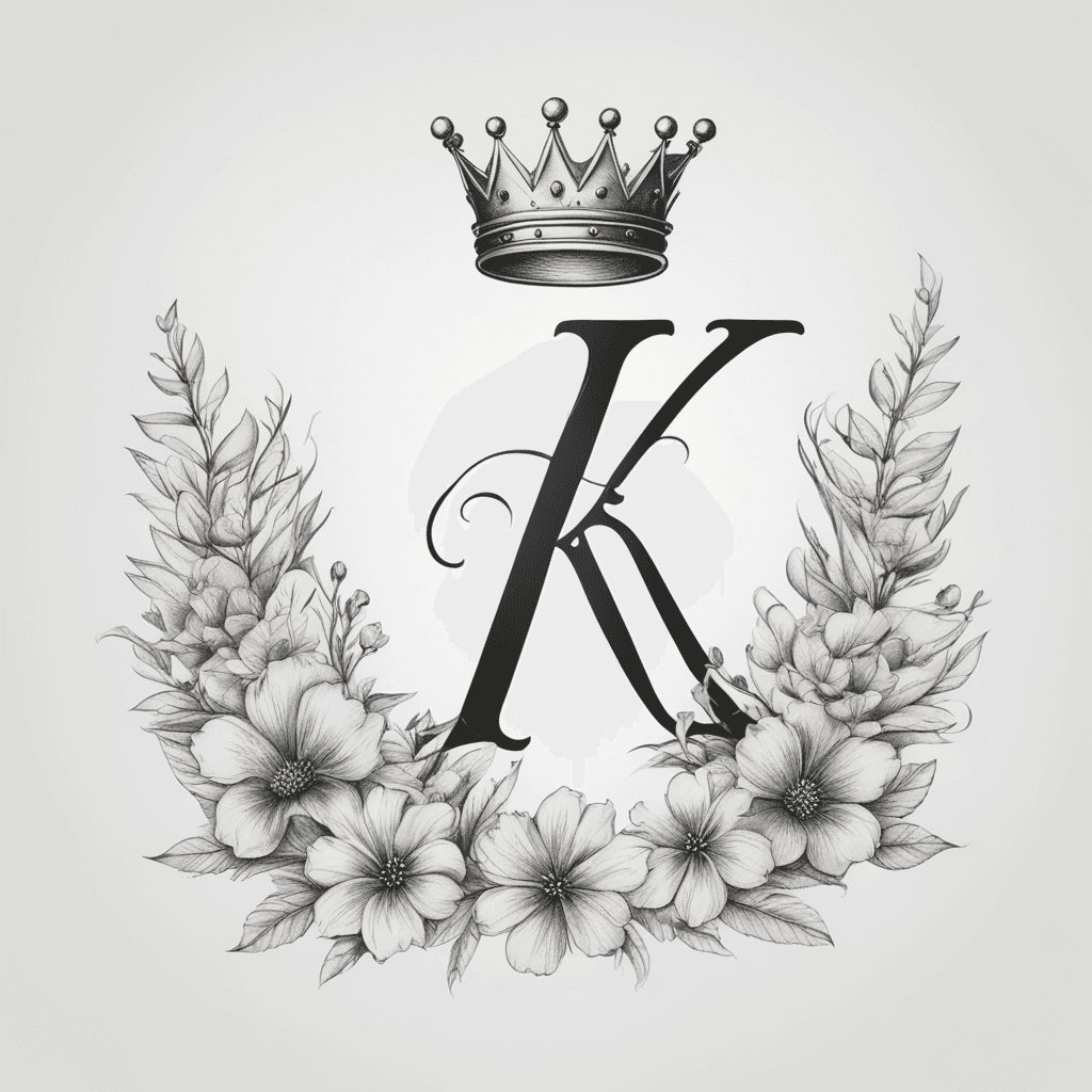 minimalistic letter K with crown