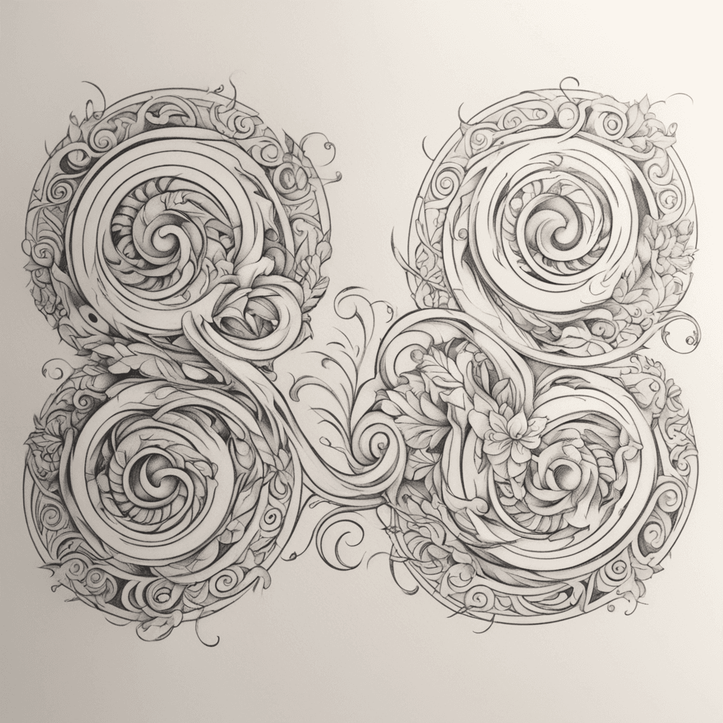 two spirals like those of a ionic capital stylized, minimal design