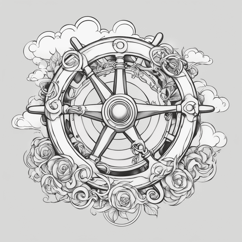 Clouds and a steering wheel  