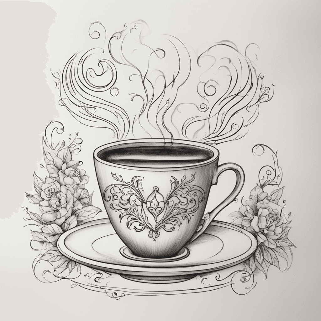 Theme: A coffee cup symbolizing the memory of my mother, featuring her birth and death dates, with smoke forming the word "Mama." The cup will be held by both my hands and my mother's hands. The design should be delicate, refined, and carry emotional, symbolic depth.  Details:  1. Coffee Cup:  A simple yet elegant coffee cup placed at the lower part of the forearm.  The cup should have soft, gentle lines, creating a warm, cozy vibe without too many details.  My mother’s birth and death dates should be written in elegant calligraphy on the cup. The numbers could be positioned along the rim or beneath the base of the cup.    2. Smoke:  The smoke should rise gently from the cup, flowing into the shape of the word “Mama.”  The smoke should appear soft and cloud-like, with a delicate, flowing feel, as if the word is floating in the air.  The smoke should have an organic, fluid feel, with subtle shading to add depth and movement. If it feels fitting, small accents like a heart or feather could be added to the smoke.    3. Hands:  The cup will be held by two hands:  My hand should be gently holding the cup, palm up, as if I’m about to lift it.  My mother’s hand will support the cup from underneath, with fingers gently visible, symbolizing the connection between us.   The hands should be detailed but delicate, creating a sense of care and closeness without overwhelming the design.    4. Placement:  The tattoo will be placed on the inner side of my right forearm.  The coffee cup and hands should be centered in the middle of the forearm, with the smoke rising toward the elbow or wrist to create a balanced and dynamic design.    5. Color Scheme:  The tattoo should mainly be in black and gray, with soft shading to create depth and movement.  Accents of warm brown tones for the cup and coffee to evoke a sense of warmth and comfort.  The smoke could be in soft grays or white, making it appear airy and ethereal.    6. Style:  The design should be delicate and detailed, but also soft and not overly intricate. The focus should be on the symbols of connection and love, and the overall design should have a peaceful, serene atmosphere.  The style should blend realistic and symbolic elements to reflect both the reality of the relationship and the emotional depth behind it.