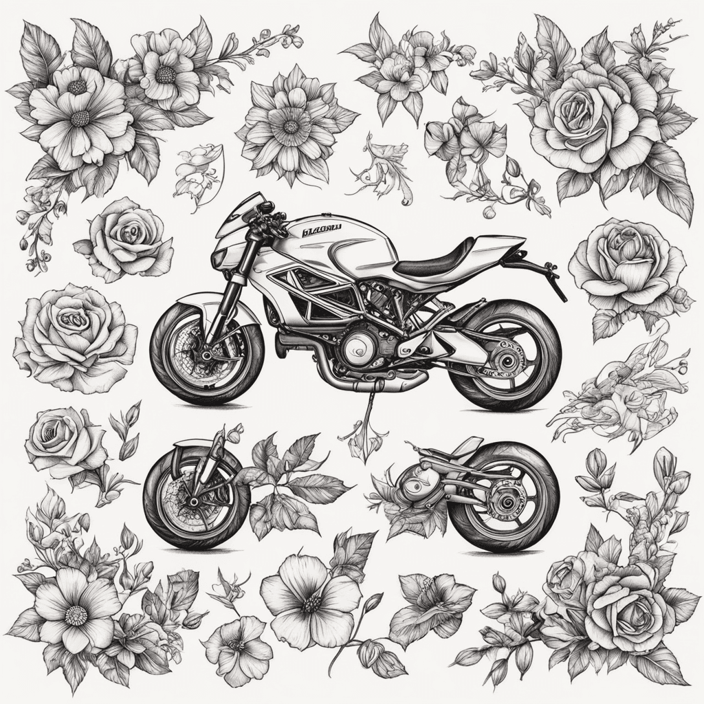 Ducati Panegale, daran liegende Blumen und EKG 