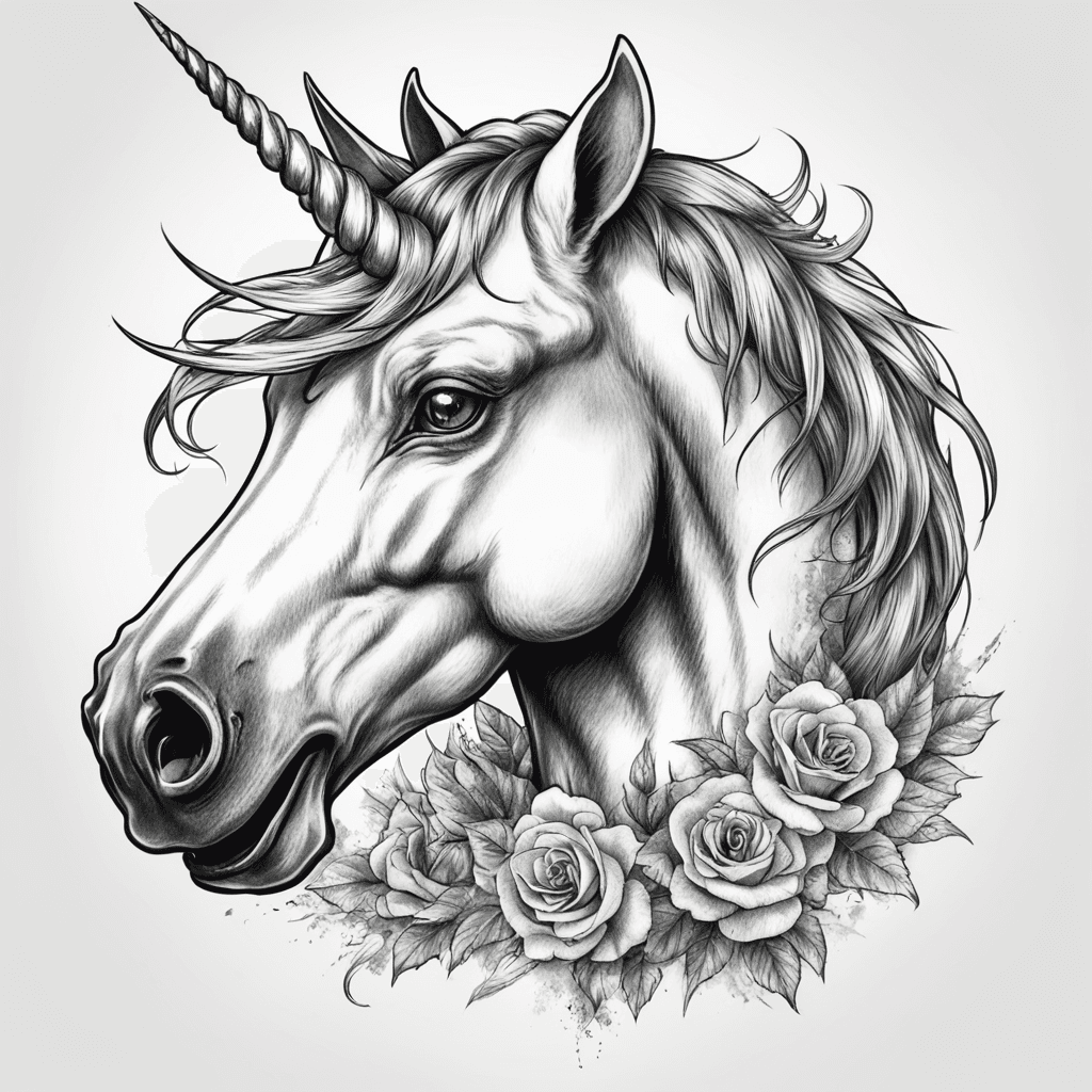 Horror unicorn with sharp teeth 