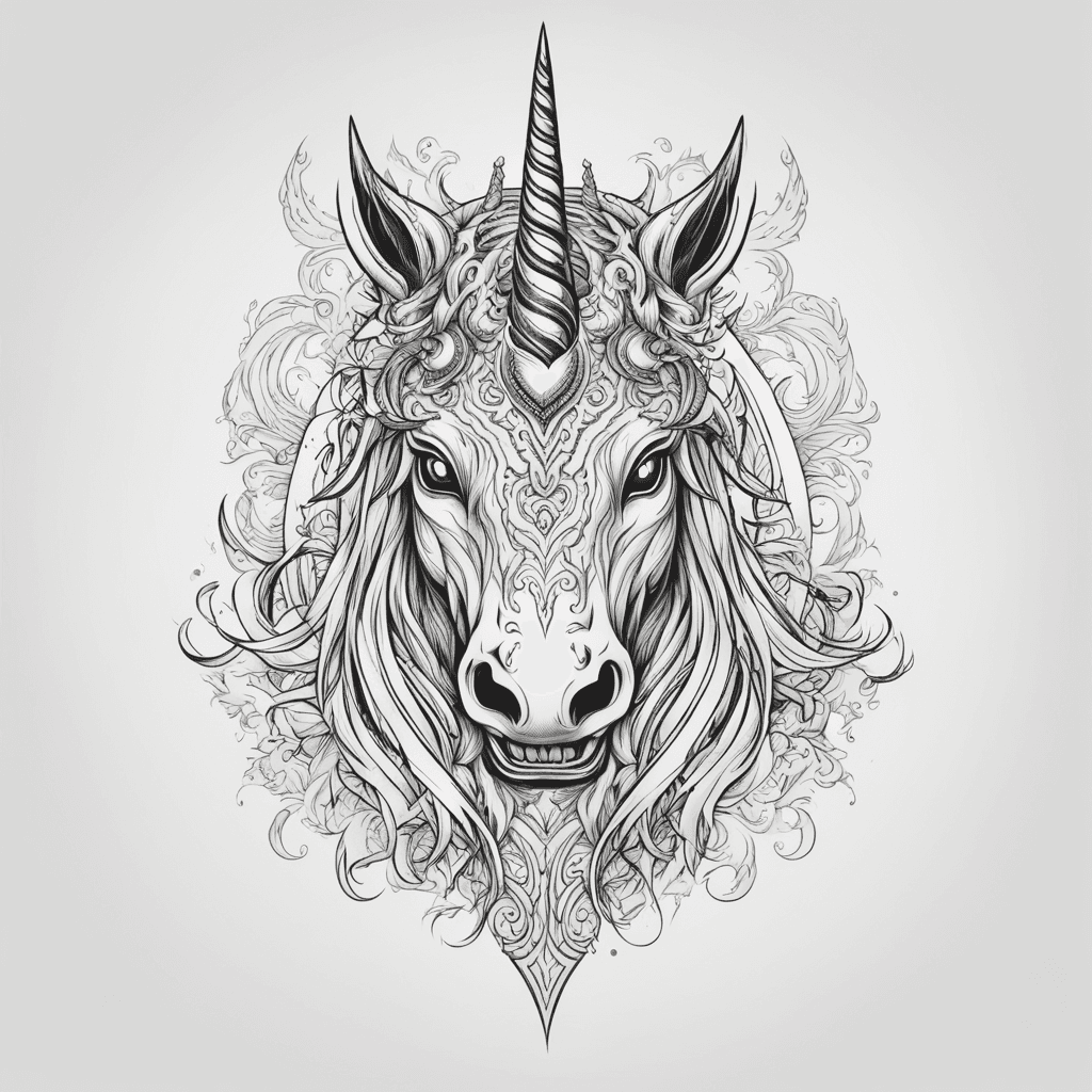 Horror unicorn with sharp teeth 