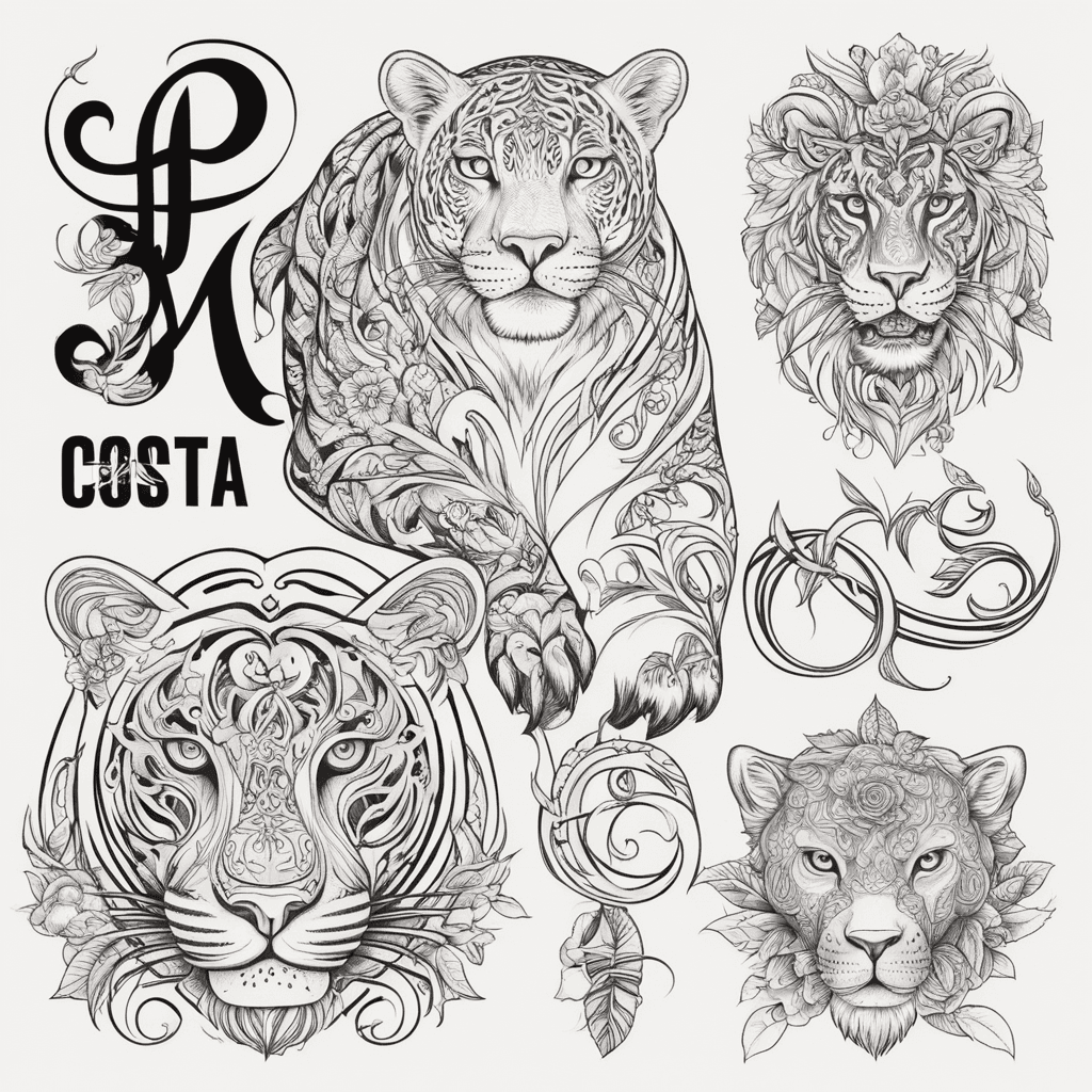 Include letters P and M, infinite symbol and nature from Costa Rica, jaguar