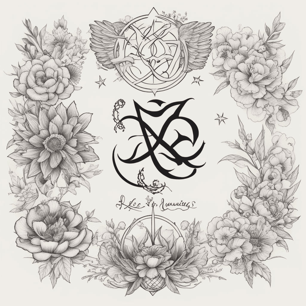 A tattoo to celebrate the relationship of Lee and Dan. It should be subtle and modern, encoporating their initials, star signs (aquarius and aries) , and subtle imagery from their heritage (welsh and scottish) 