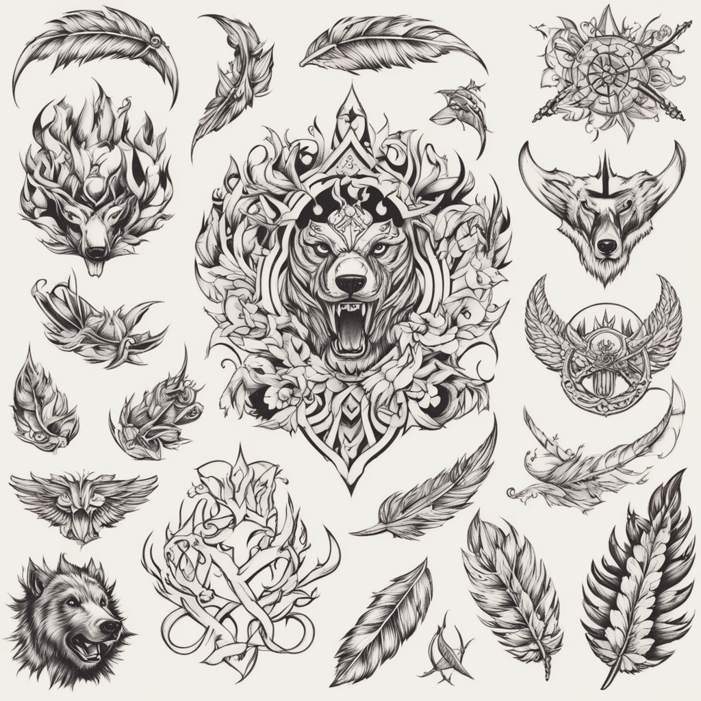 Small tattoo patterns that can be used on male breasts, such as bear claws