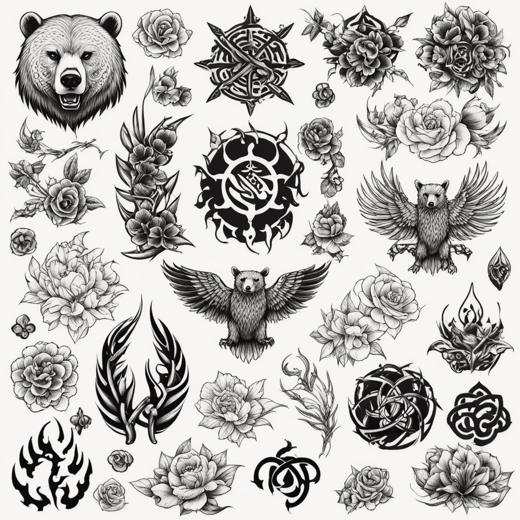 Small tattoo patterns that can be used on male breasts, such as bear claws