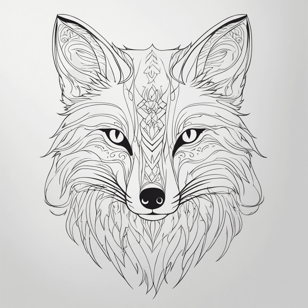 Body of fox, simple fine line, very basic, minimal lines