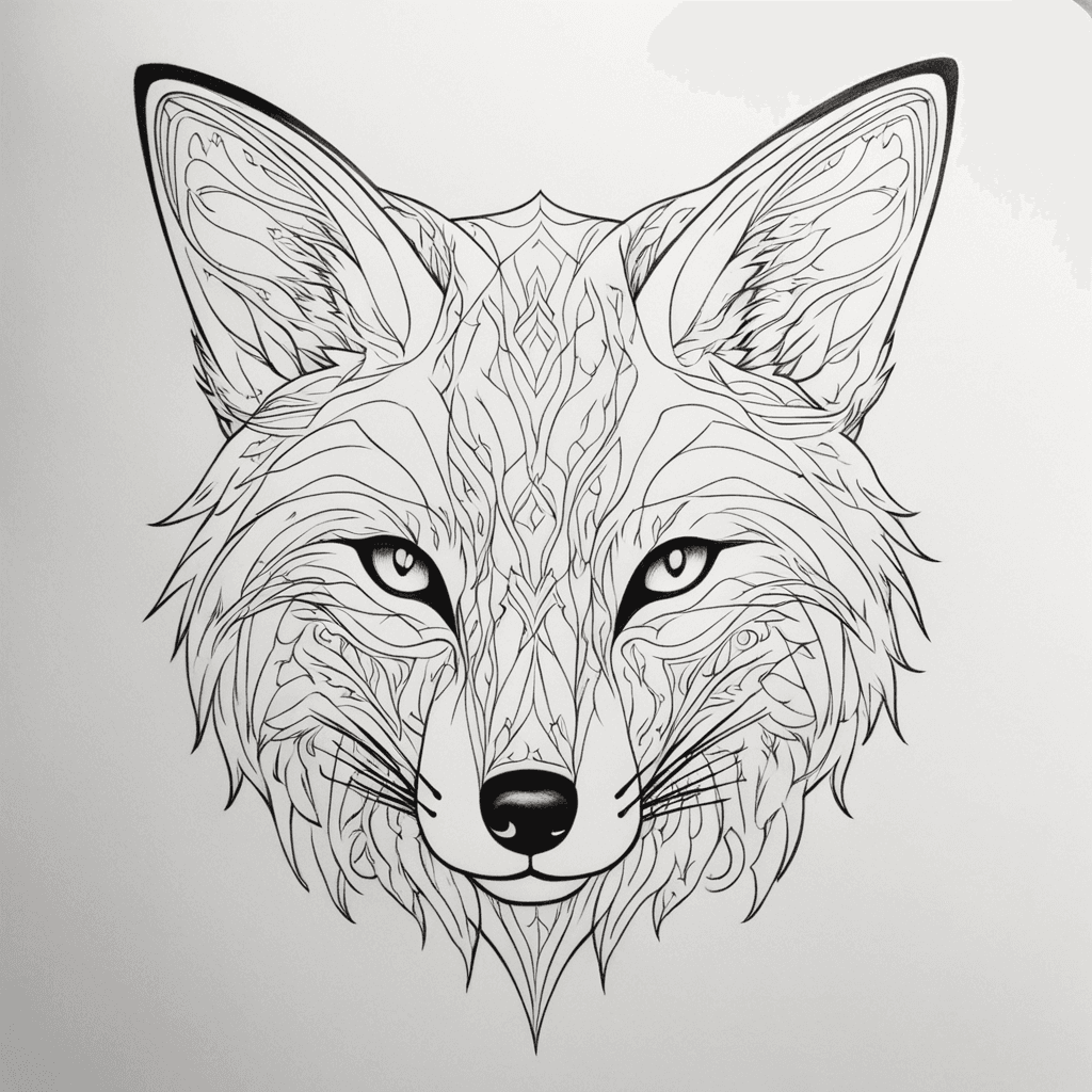 While Body of fox, simple fine line, very basic, minimal lines