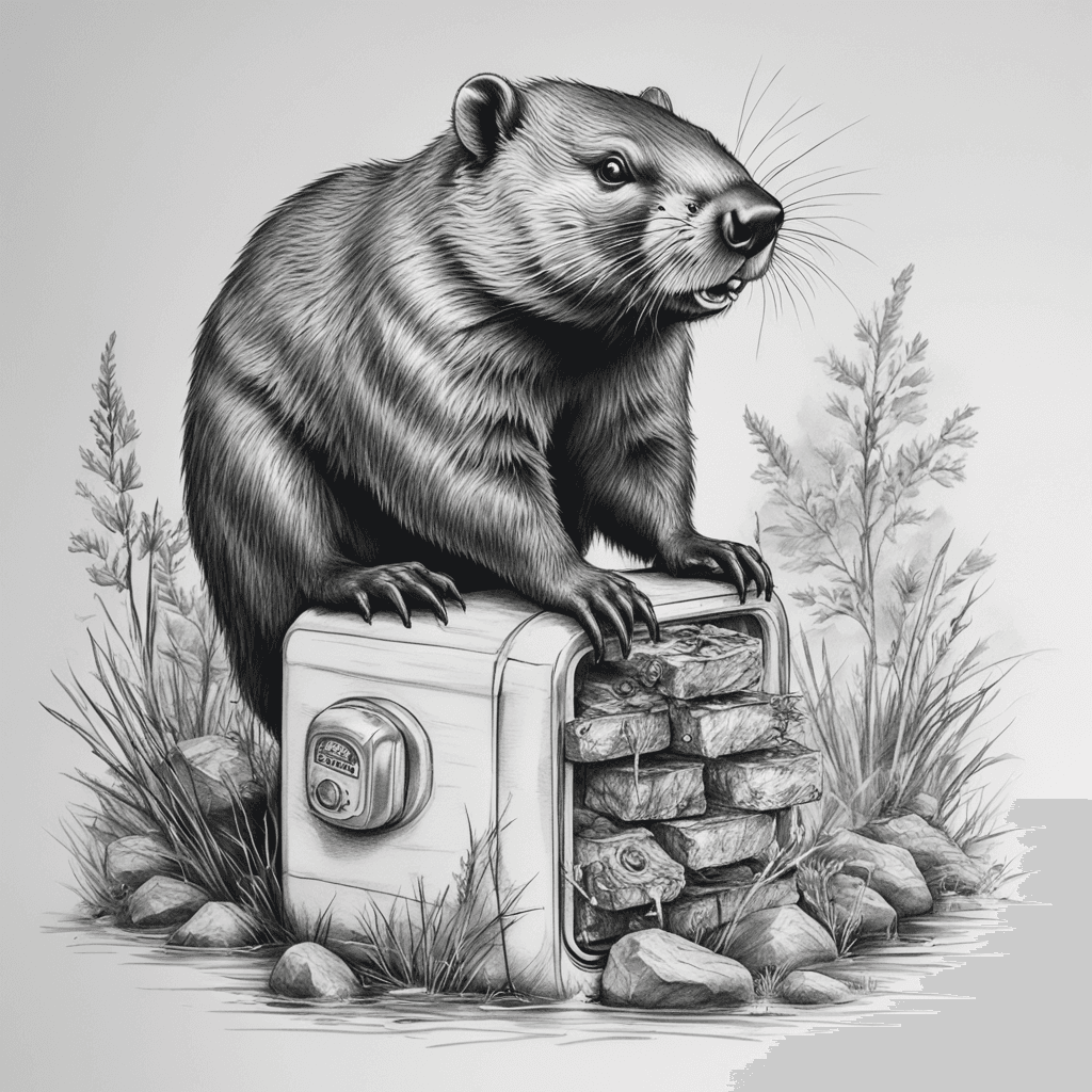 beaver fixing a fridge