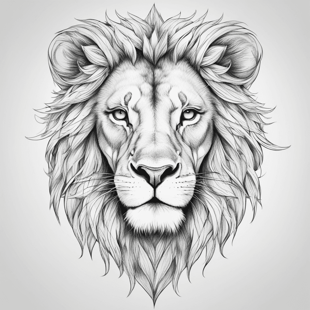 a lion face made with line art