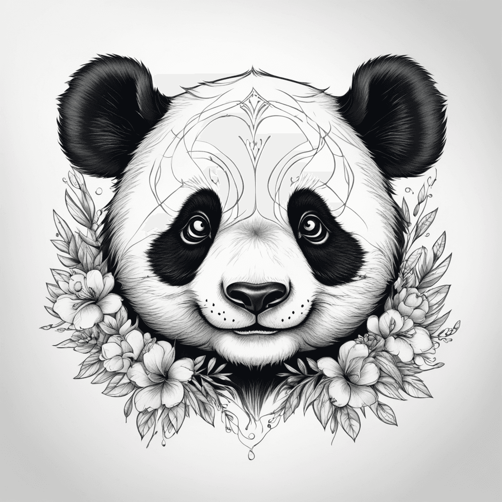 A cartoon panda. Worn out and stitched up.