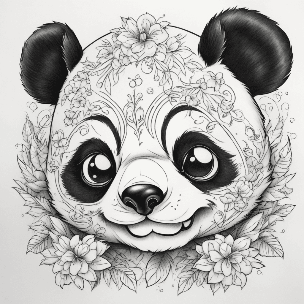 A cartoon panda. Worn out and stitched up.