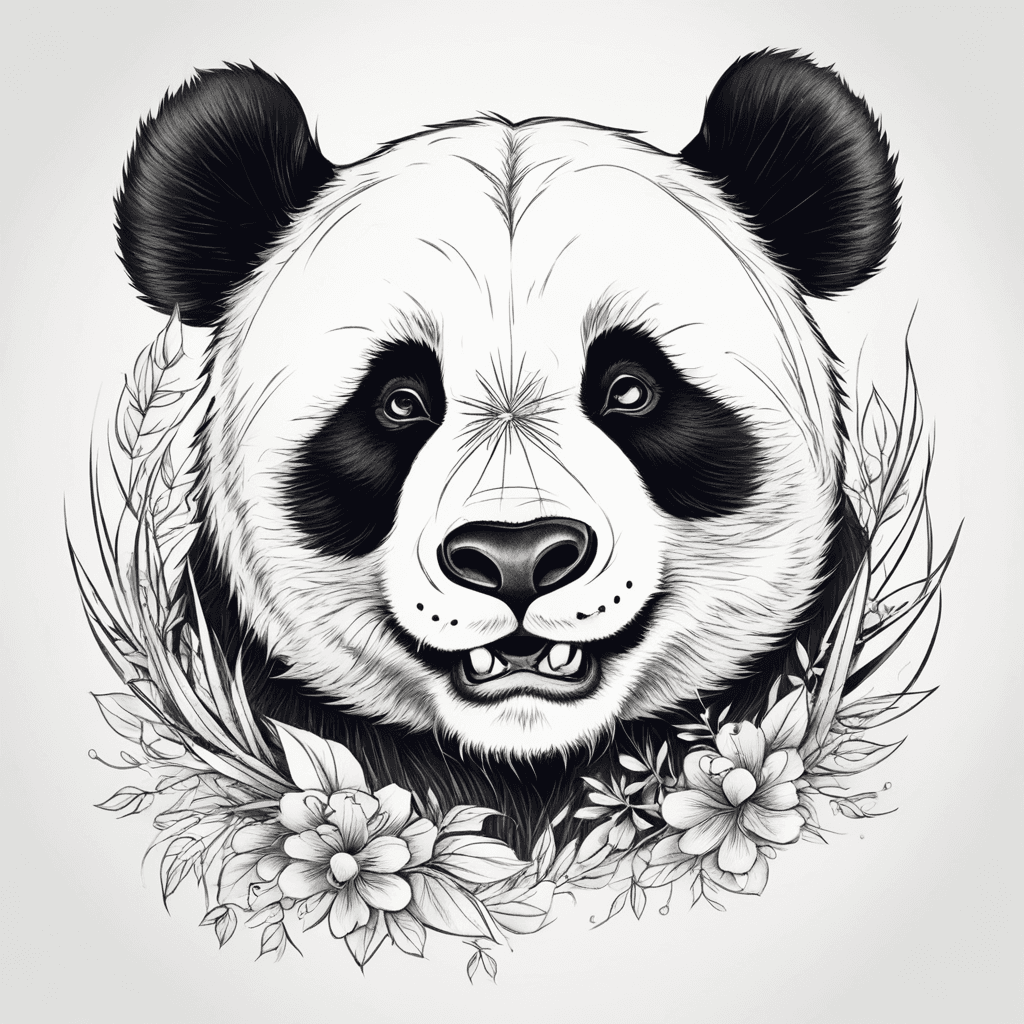 A cartoon panda. Worn out and stitched up.