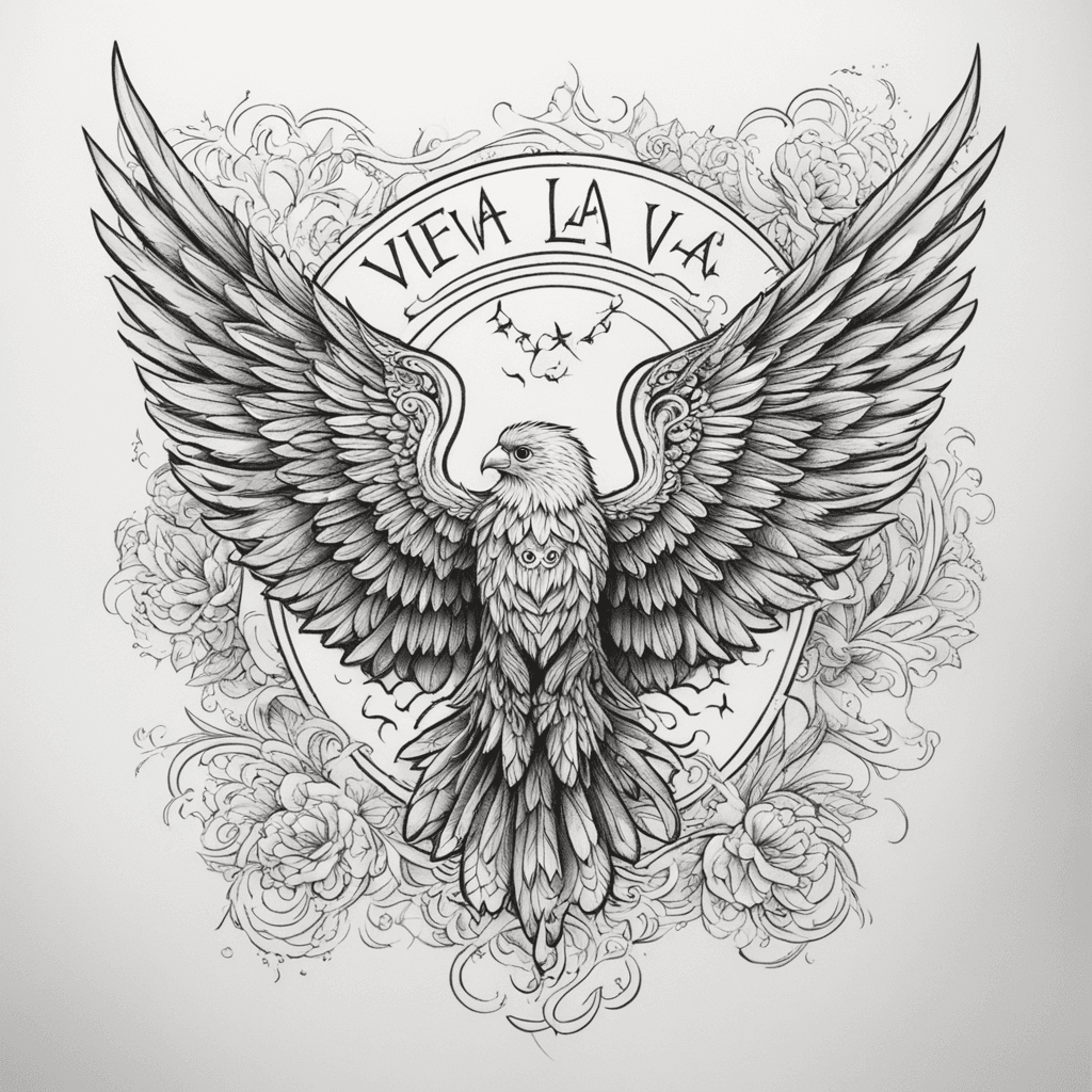 For the mighty wings, write viva la Vida in the middle
